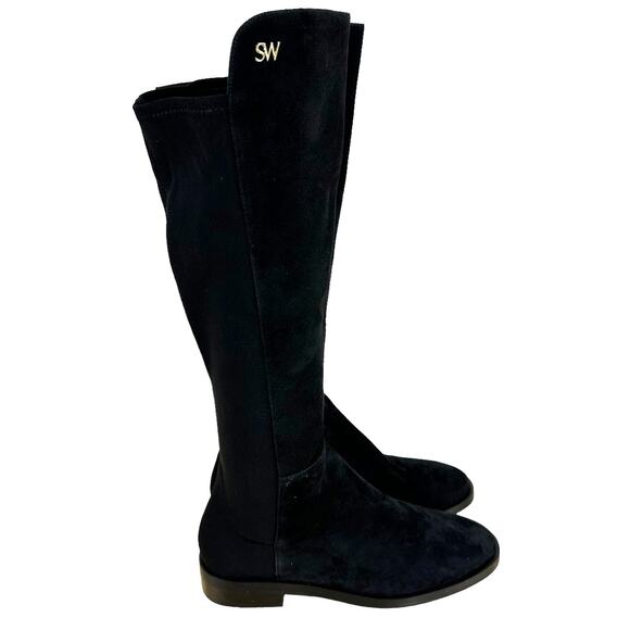 Stuart Weitzman NWOB Keelan City Suede Neoprene Black Knee High Boots Size 6.5B - Picture 1 of 8